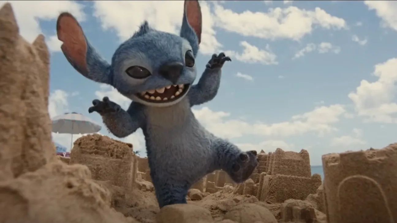 Stitch jumping in the air